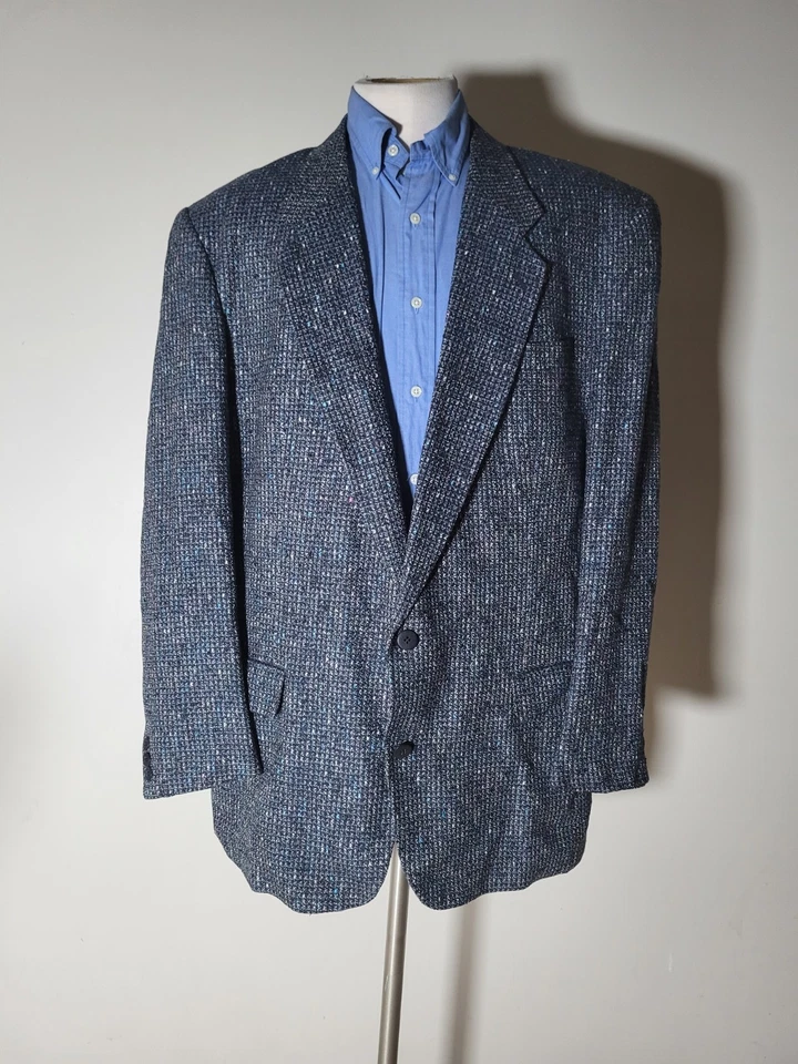 Vintage Bachrach 46L Blue Pink White Fleck Silk Tweed Blazer Jacket Sport Coat - Image 4 of 4