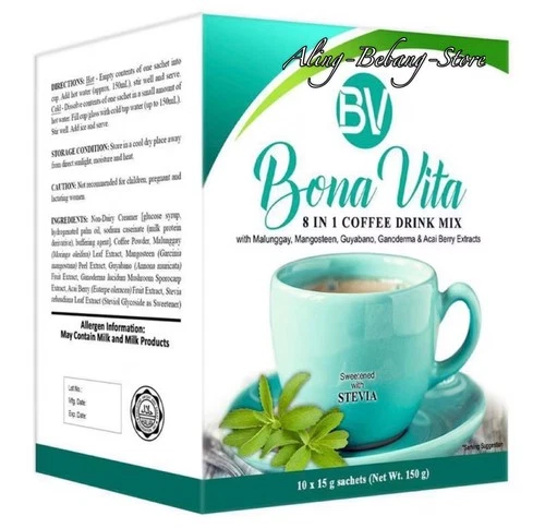 Bona Vita 8 in 1 Coffee Drink 1Box 10 Sachets x 15g AUTHENTIC from Philippines
