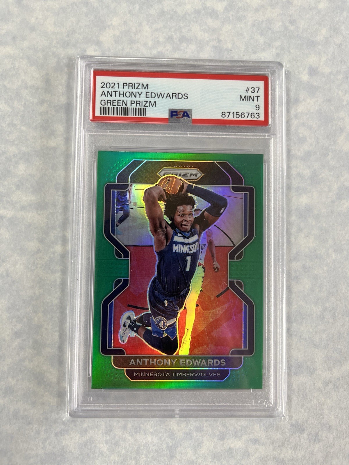 2021 Green Prizm #37 Anthony Edwards PSA 9 Mint