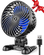 USB Desktop Small Fan, Stepless Speed Adjustment with Desk Black Blue