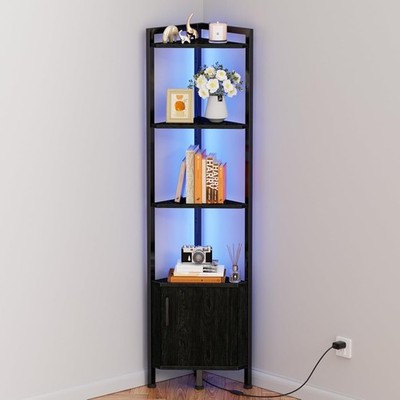 Multifunctional 5-Tier Corner Cabinet with Adjustable LED Lighting   62.8 