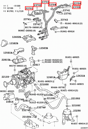 Genuine Toyota LandCruiser HDJ100 1HD FTE 4.2 Diesel Fuel Injector Line Pipe Kit - Bild 12 von 14