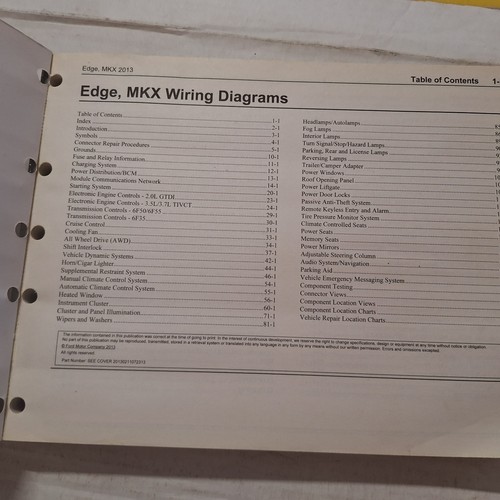 2013 Ford Edge Lincoln MKX Wiring Diagram FCS-14589-13 OEM Schematic Manual - Picture 2 of 5