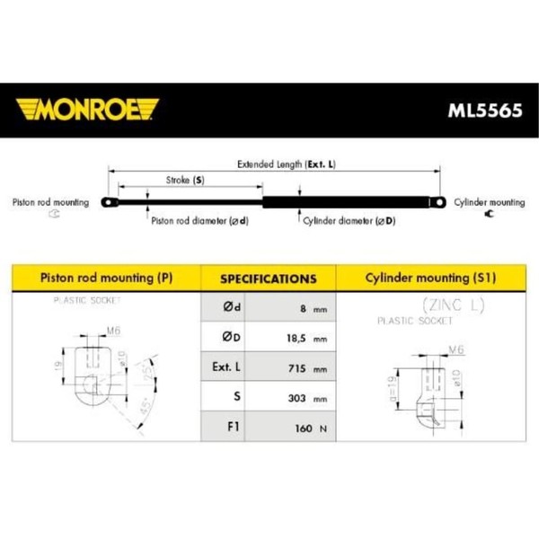 Monroe Gasfeder DäMpfer Motorhaube Passend FüR BMW 7Er E65 E66 E67 ML5565-image