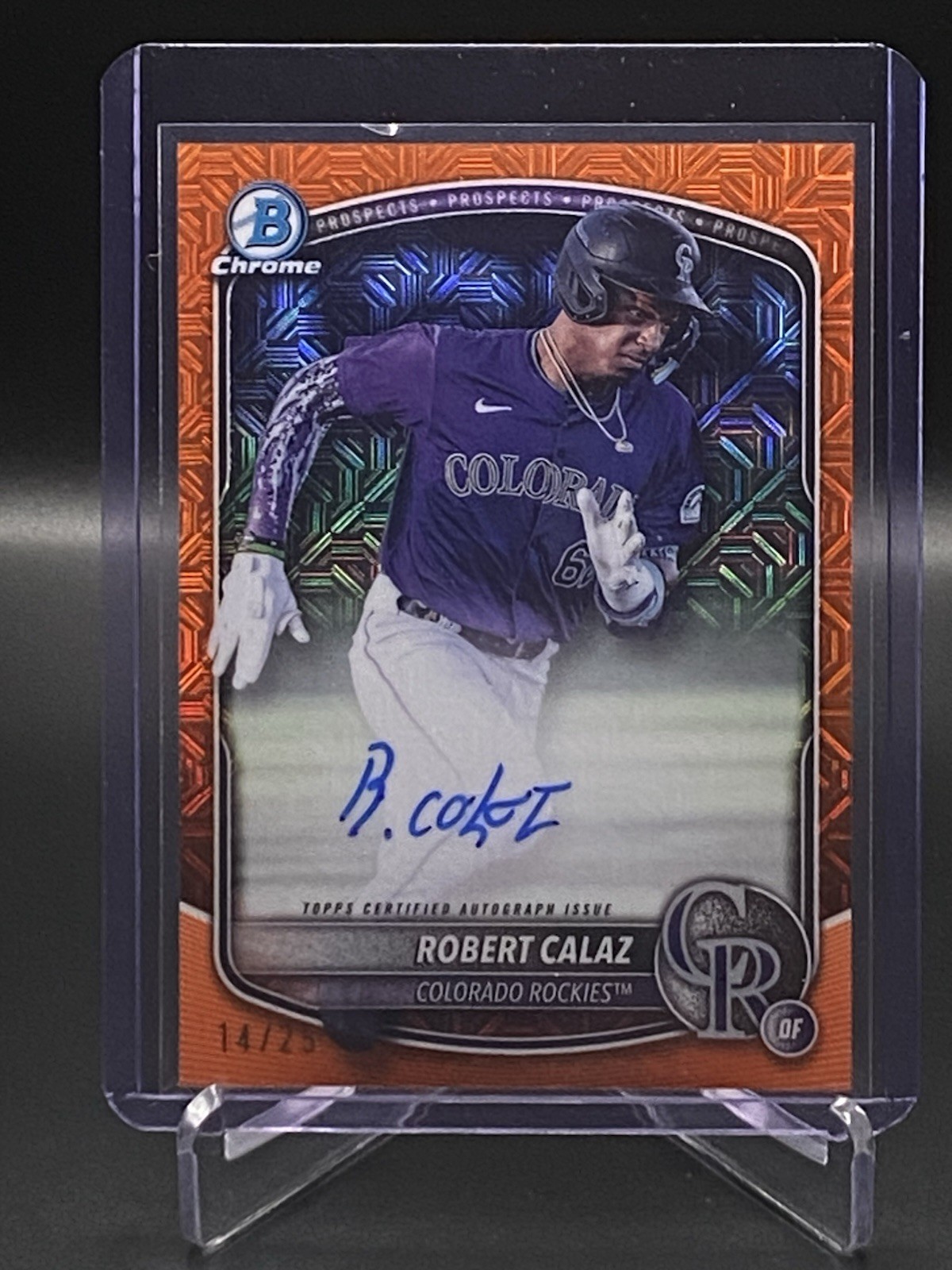 2025 Bowman Baseball Chrome Robert Calaz #BMA-RC Auto Orange Mojo /25