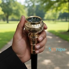 Personalized Handmade Brass Compass Handle Cane Sword: Hardwood Walking Stick,