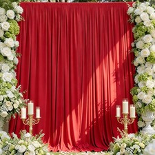 5x7ft Red Backdrop Curtains Polyester Wrinkle Free Drapes Party Wedding 2 Panels