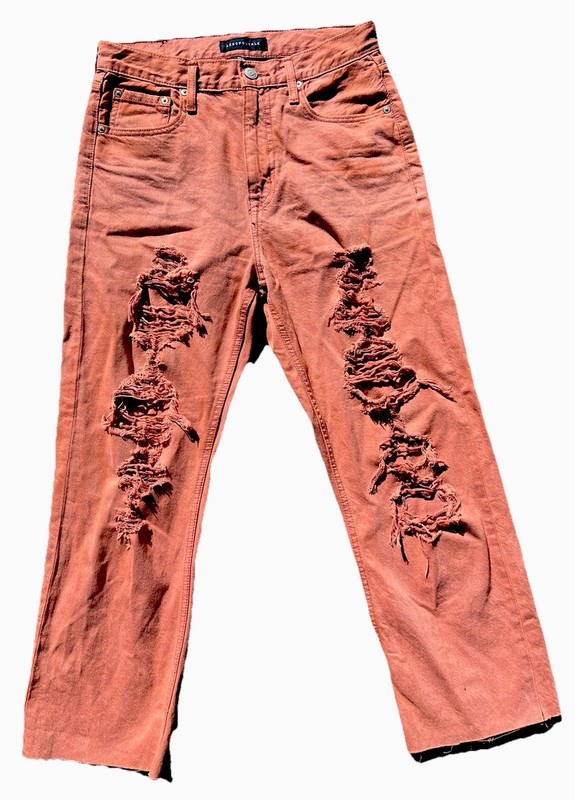 Aeropostale 90s Baggy 6R Brick Orange Distressed Ripped Denim Boho Wide Jeans