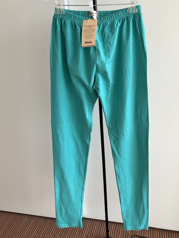 NWT Fabindia Chooridaar Tights Afghan Harem Yoga Pants 100% Cotton Turquoise L
