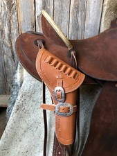 Revólver de silla de montar de cuero hecho a mano funda derecha cubierta Saas marrón EE. UU.