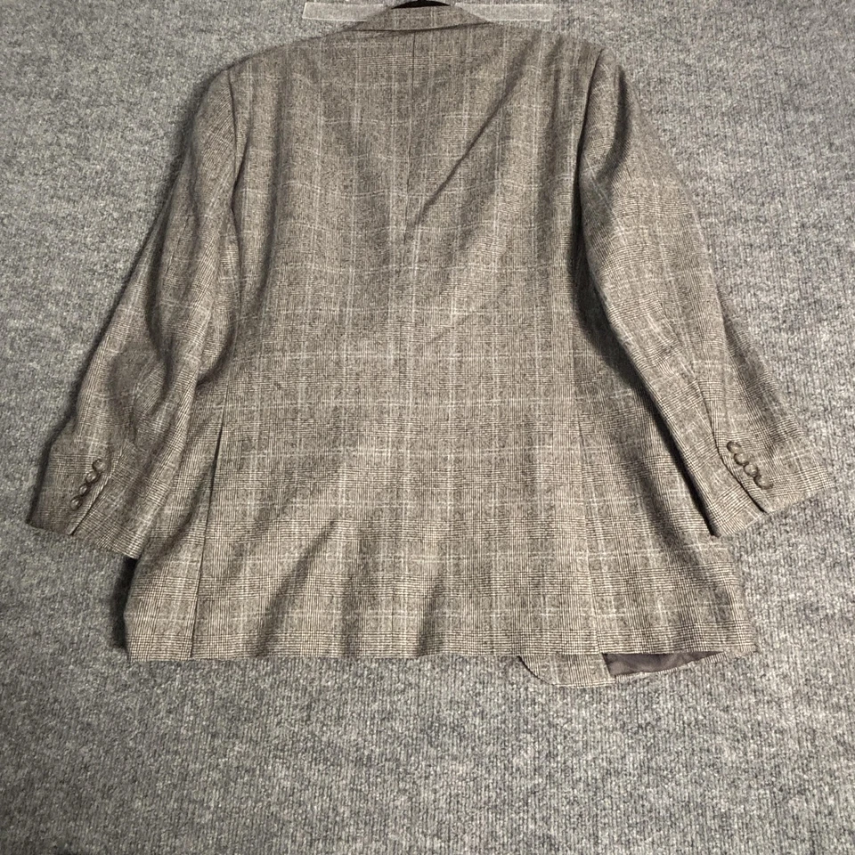 Ermenegildo Zegna Sport пальто мужской 42R серый Glen клетку шерсти кашемир 2 кнопки - Изображение 3 из 4