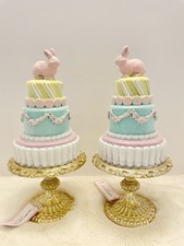 Juego de 2 Cupcakes y Cachemira Rosa Pastel Pedestal en Niveles Pastel Conejito Pastel Pascua