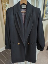 Donnybrook Ladies Vintage Size 8 Black 80  Wool Coat Paisley Lining Made USA