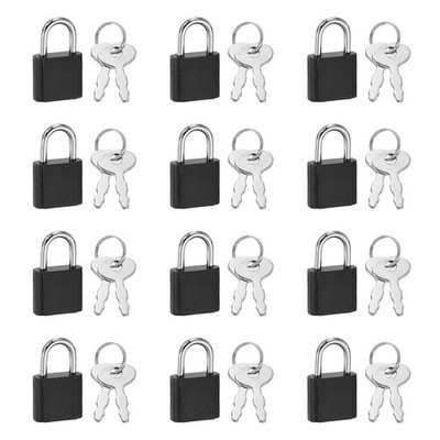 12pcs Mini Diary Padlock, Small Plastic Lock with Keys Black