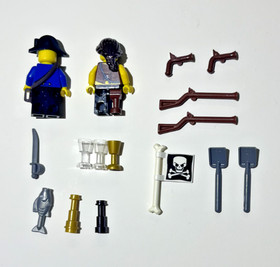 LEGO Pirate Minifigure pi102 Blue Jacket Skull Crossbones + Anchor Tattoo pi110