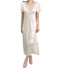 Vtg Christian Dior S lace trimmed slip dressWhite Cream satin Maxi Coquette