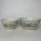 New ListingLot of 2 Vintage Pyrex Homestead Blue Flowers Mixing Bowls 401 & 402