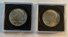 1964 & 1964-D Kennedy Half Dollars 90% Silver AU/BU Coins w/ Protective Cases