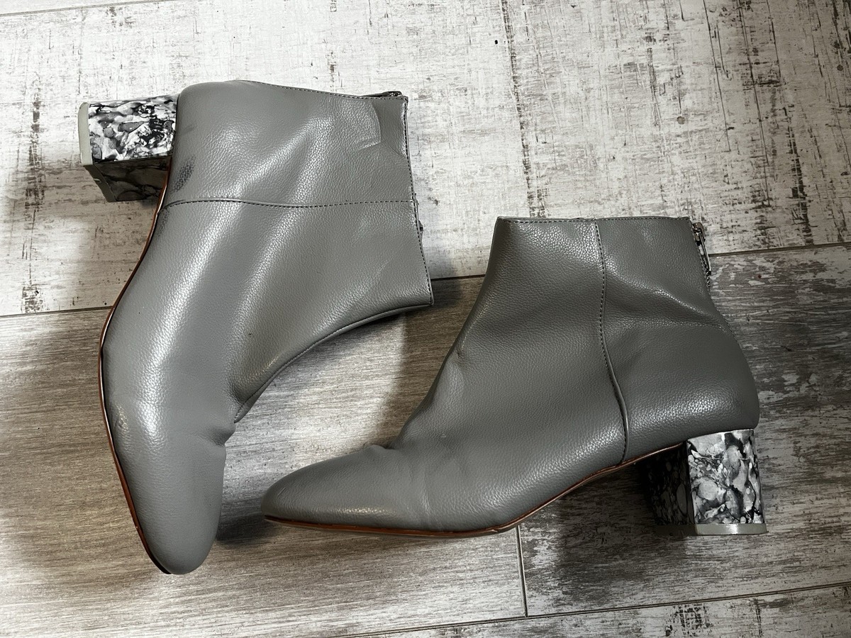 Primark Grey Marble Heel Ankle Boots Shoes UK