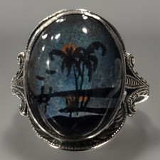 Vintage Sterling Silver Mopho Butterfly Ring Size 6.5 Hoffman