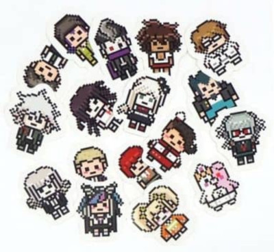 Danganronpa 2 offizielles 30 mm Mini Pixel Sprites Aufkleber Set, vergriffen