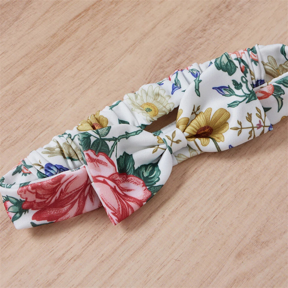 Recién Nacido Bebé Niña Trajes de Verano Halter Floral Mameluco Pantalones Cortos Diadema Ropa Foto 2 de 4