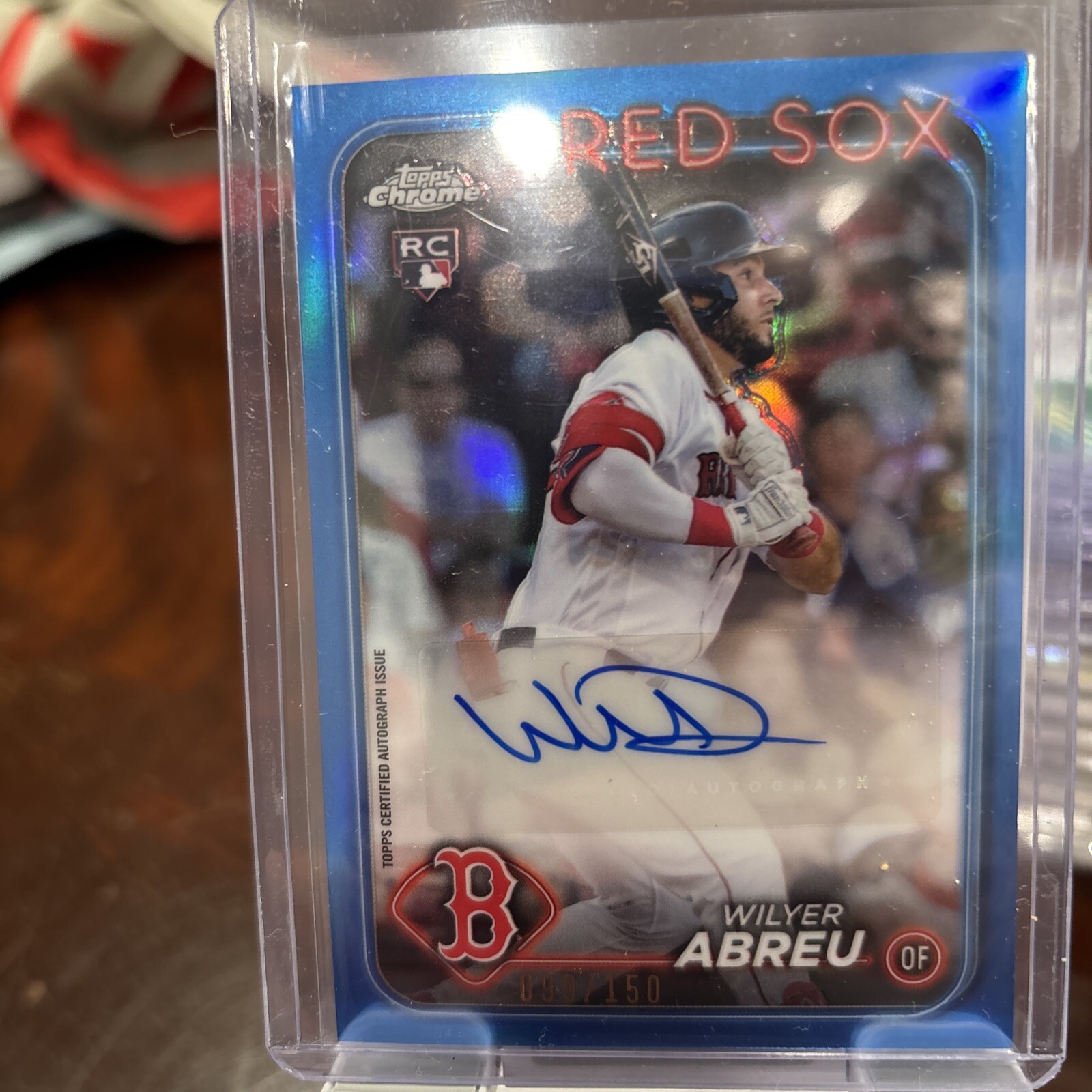 2024 Topps Chrome Update Wilyer Abreu Blue Refractor Auto /150 Boston Red Sox