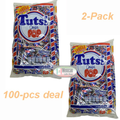 2x50-pc Tutsi Chupa Pop Cherry flavor with gum center Net wt 2-lb -6oz each bag