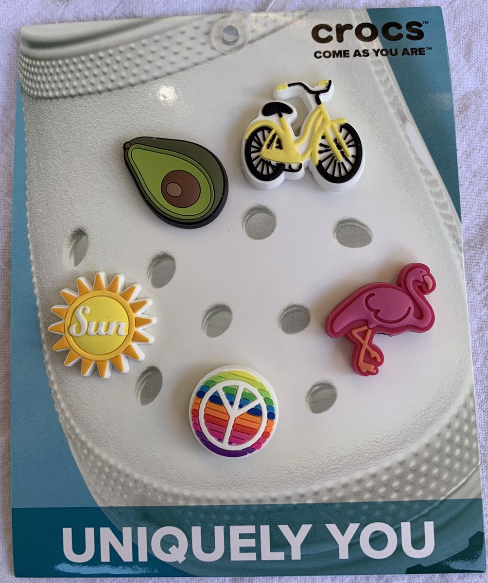 Crocs Jibbitz Charms 5 PK Sunny Days Avocado Bike Flamingo