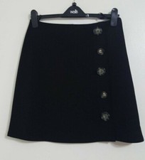 NEW ex Wallis Black Button Up High Waisted A Line Work Lined Skirt Size 8-18
