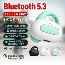 Wireless Bluetooth 5.3 Earbuds Ear Clip Bone Conduction Headphones Driving W/Mic