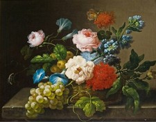 Dipinto olio natura morta-con-fiori-e-frutta-Franz-Xavier-Petter-Olio-Pittura