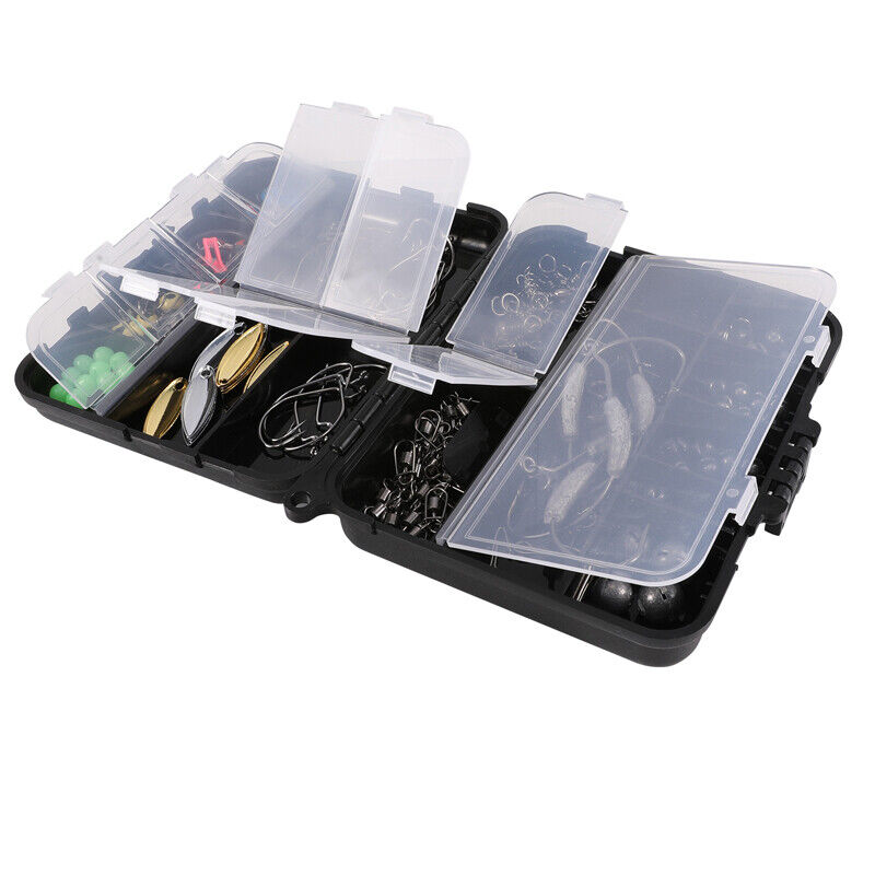 155Pcs Fishing Accessories Kit with Portable Tackle Box Pliers Jig Hooks  Lures