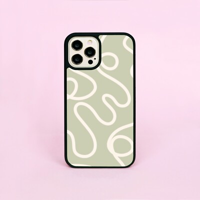 Swirls Salbeigrün und Creme Swirl Line Wellen Handyhülle/Cover für iPhone Samsung