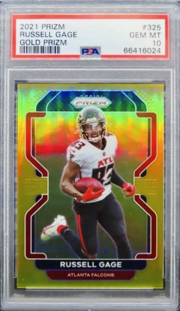 2021 Panini Prizm #325 Russell Gage NFL Gold Prizm #9/10 PSA 10 Gem Mint