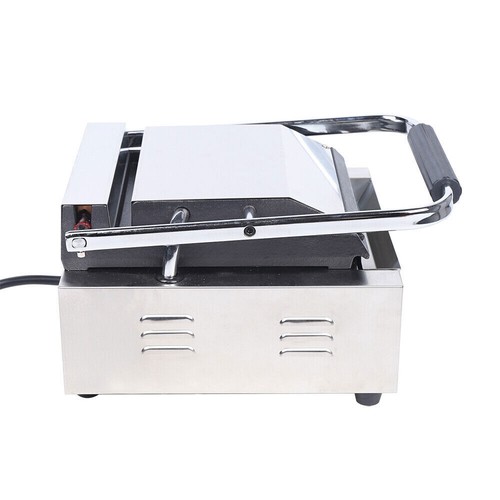 Parrilla de prensa eléctrica comercial Panini placa plancha sándwichera plana - Imagen 5 de 10