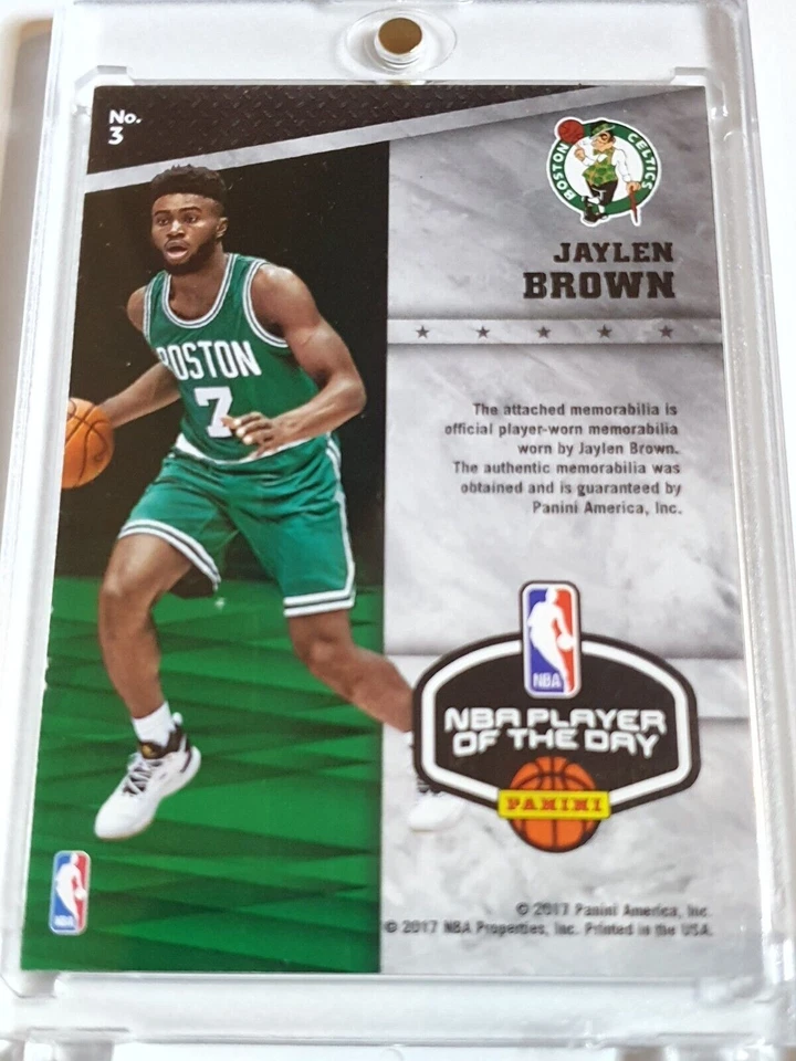 2017 Panini Jaylen Brown Rookie #PATCH Game Worn Jersey RC - Player of the Day - Image 3 of 3