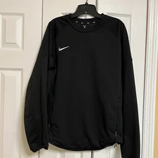 Nike Black LOGO Long Sleeve Training Pullover Pockets Regular Fit Base Layer M