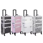 3/4 in 1 4 Wheels Makeup Case Organizer Storage Box Rolling Cosmetic Bag Trolley
