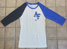 Camiseta Nike Air Force Falcons Tricolor Mujer Pequeña Calce Ajustado Manga 3/4 USAFA