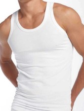 12 x Mens 5 Star Executive 100% Cotton Thin Single Jersey White Vest Top S-2XL