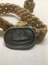 Vintage "Nautilus By Sinclair" 1978 Collector Series Ship Belt Buckle With Belt