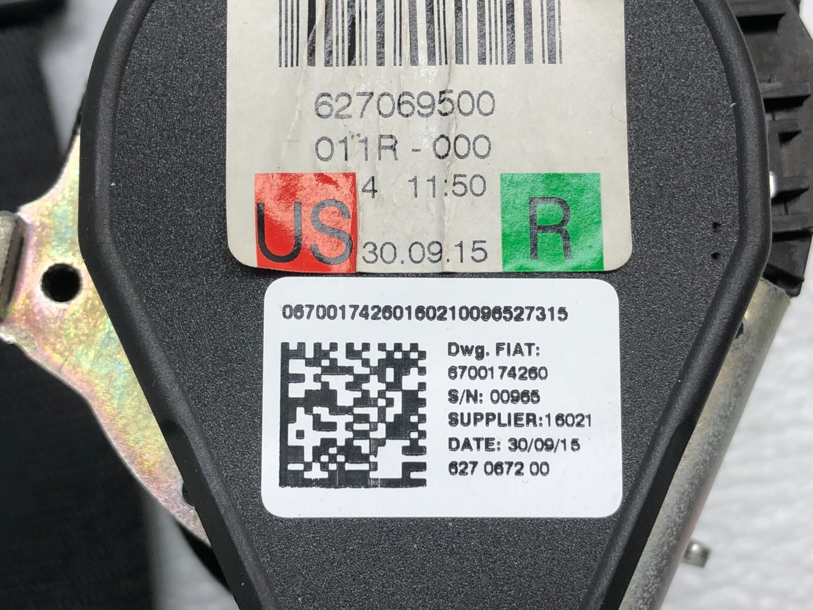 2014-2019 MASERATI GHIBLI S RIGHT PASSENGER FRONT SEATBELT RETRACTOR OEM.