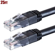 25FT Cat6 RJ45 Outdoor Network LAN Ethernet UTP Patch Cable Cord Snagless Black
