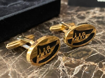 Alfred Dunhill 18th Hole Golf Cufflinks Gold Plated w/ Original Booklet Vintage