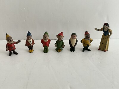 Vintage Britains Disney Schneewittchen & sechs Zwerge. Nur 1938/39 produziert. Blei