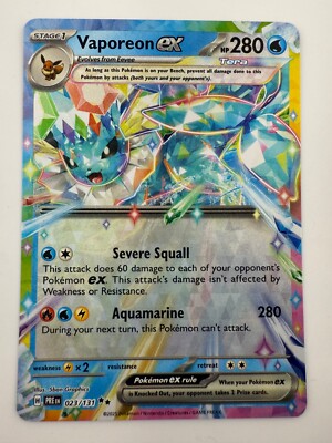 Pokemon TCG Vaporeon ex 023/131 Prismatic Evolutions Double Rare NM | eBay Pokemon TCG Vaporeon ex 023/131 Prismatic Evolutions Double Rare NM | eBay