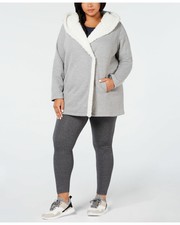 Ideology Womens Plus Size Fleece Lined Hooded Jacket Stormy Heather 1x