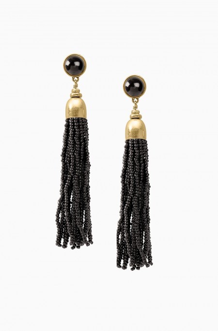 Stella & Dot Gita Tassel Black or White Earrings Brand New