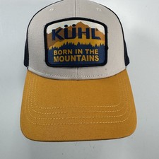 KUHL Ridge Trucker Adjustable Snapback Hat Logo Patch Mesh Baseball Cap Yellow